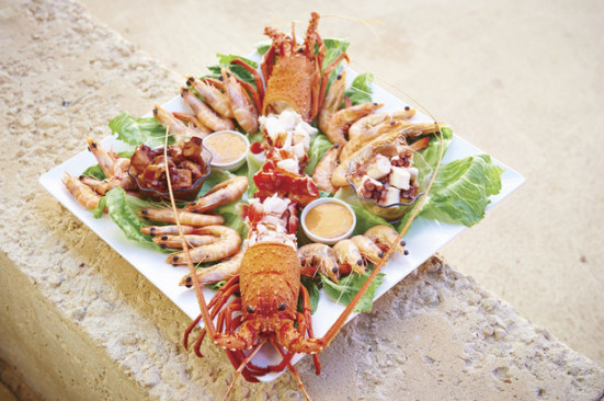 Platter of fresh seafood at Lobster Shack