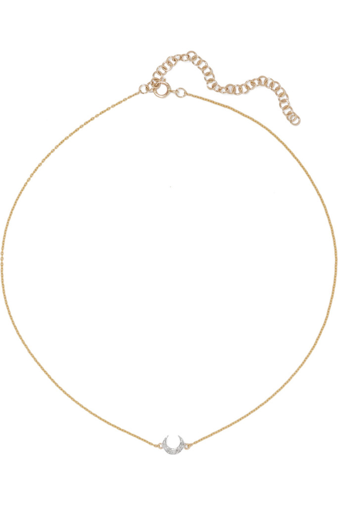 I+I Crescent Moon 18-karat gold diamond choker net aporter